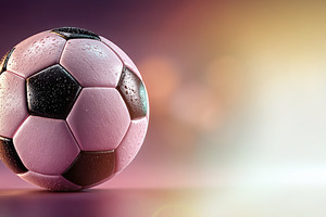 Pink Soccer Ball with Soft Stadium Lights and Copy Space, a Sports & Recreation Photo by José Manuel Gelpi