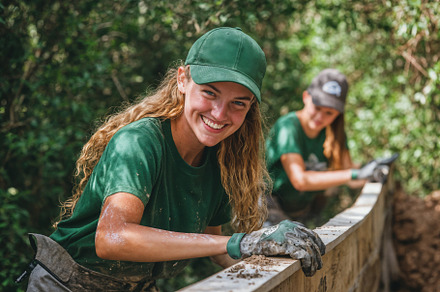 Young women collaborating on a nature conservation project, a Person Photo by OSORIOartist
