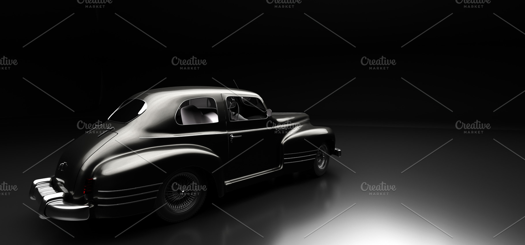 Classic retro car on black., a Transportation Photo by Photocreo Michal Bednarek