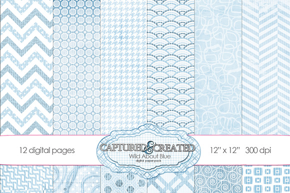 Wild About Blue Digital Paper Pack preview 5