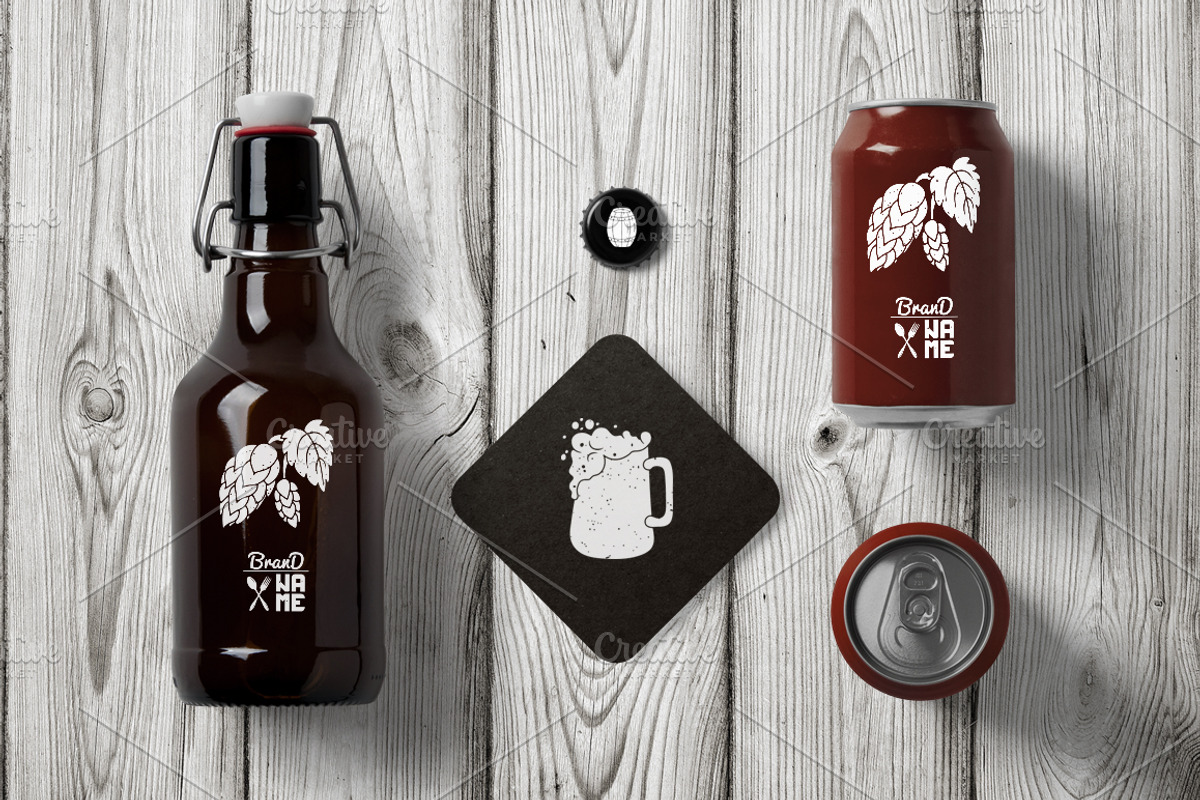 4 Beer Logos, a Branding & Logo Template by Zhemchuzhina (Photo 2 of 5)