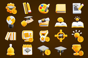 3D Scholarship Icon Vol.1