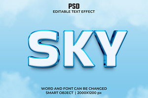 Sky 3d Editable Text Effect Style