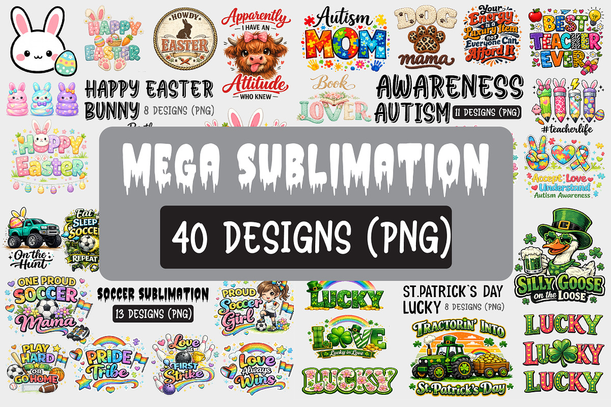 The Mega PNG Sublimation Designs Bun, an Object Illustration by T-SHIRTBUNDLE (Photo 1 of 5)