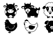 Cute Farm Animal Silhouette Bundle, an Illustration by hafijul (Thumbnail 14 of 51)