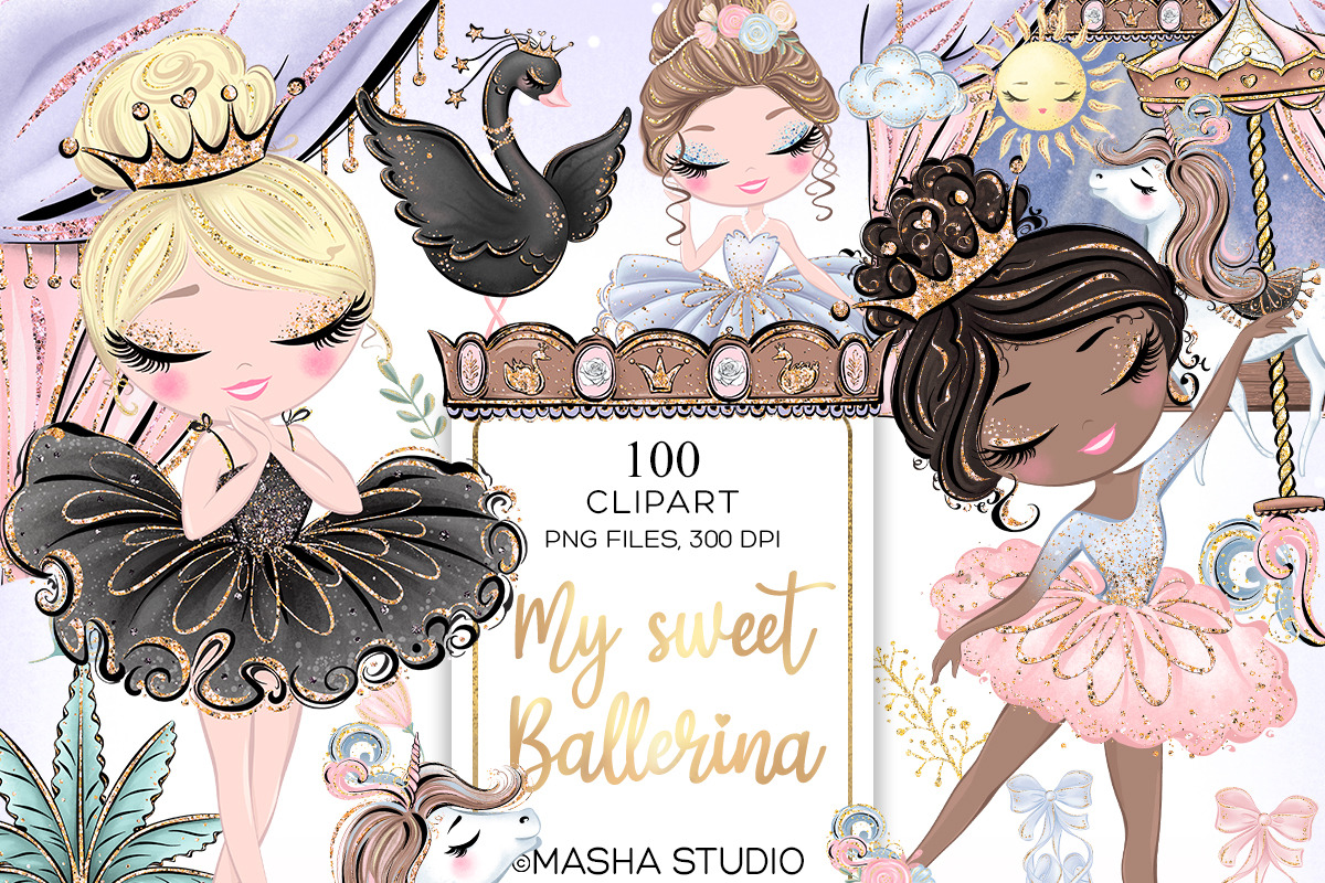 Ballerina Hand Drawn Clipart, a Decorative Illustration by Masha  Studio (Photo 2 of 8)