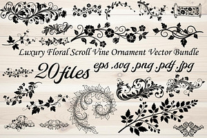 Luxury Floral Scroll Vine Ornament, an Illustration by Designer_Momina