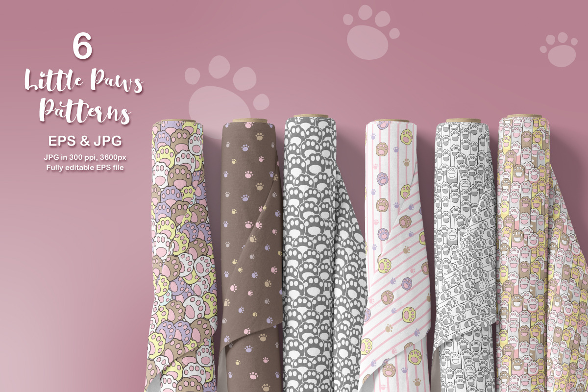 Little Paws Seamless Patterns Set, a Pattern Graphic by DrawStudio1988 (Photo 2 of 10)