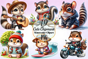 Watercolor Cute Chipmunk Clipart, an Animal Illustration by Craft Nest (Thumbnail 1 of 3)