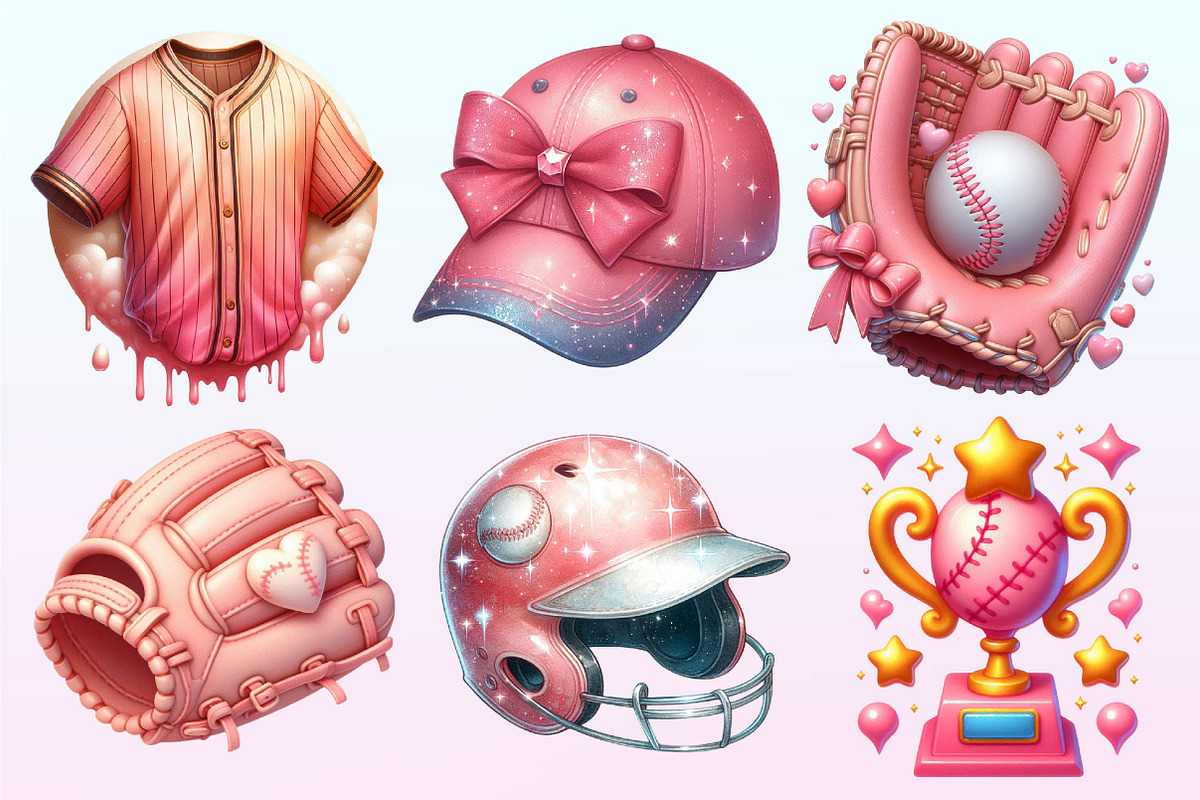 Watercolor Retro Girly Baseball, a Graphic by CitraGraphics (Photo 3 of 4)