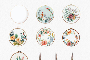 Embroidery Watercolor Clipart PNG