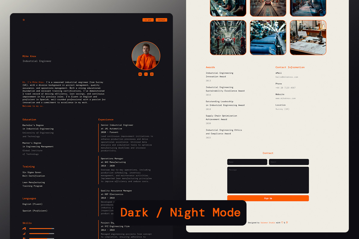 Knox - Resume Framer Template, a Landing Page Template by Salomon Studio (Photo 2 of 8)