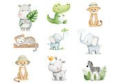Watercolor Cute Safari animals clipa, an Illustration by Designworld (Thumbnail 4 of 4)