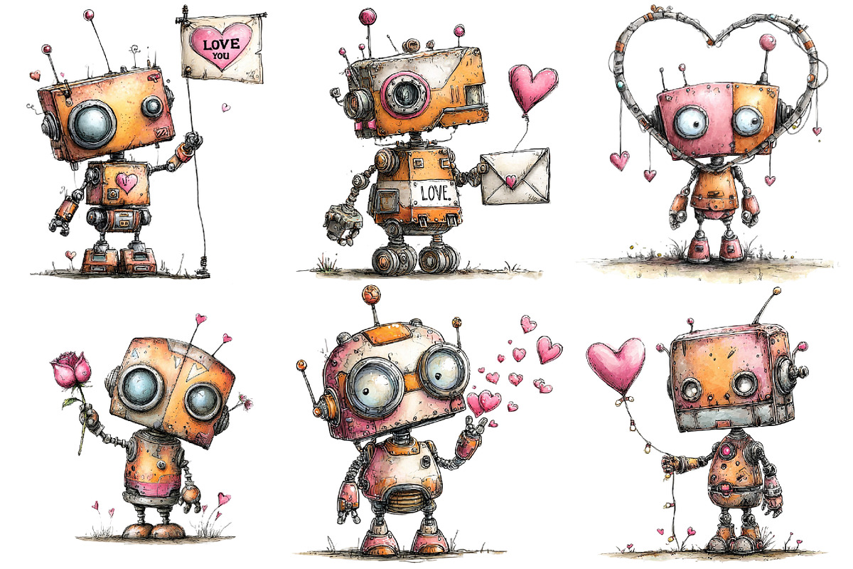Robot Digital Valentine's Day, an Illustration by Pixels.Craft (Photo 4 of 5)