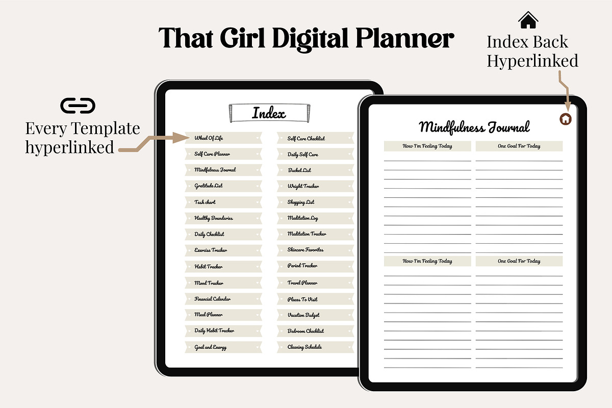 That Girl Digital Planner Canva, a Stationery Template by Designmela01 (Photo 4 of 11)