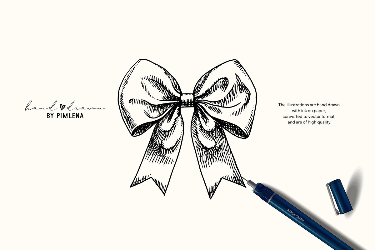 Coquette Bow Sketches, a Decorative Illustration by Elena Pimonova (Photo 5 of 10)