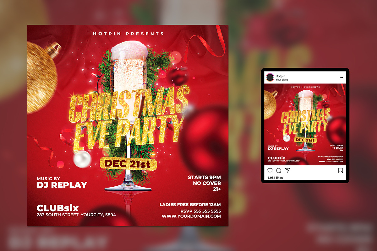 Christmas Party Flyer Template, a Flyer Template by Hotpin (Photo 2 of 2)