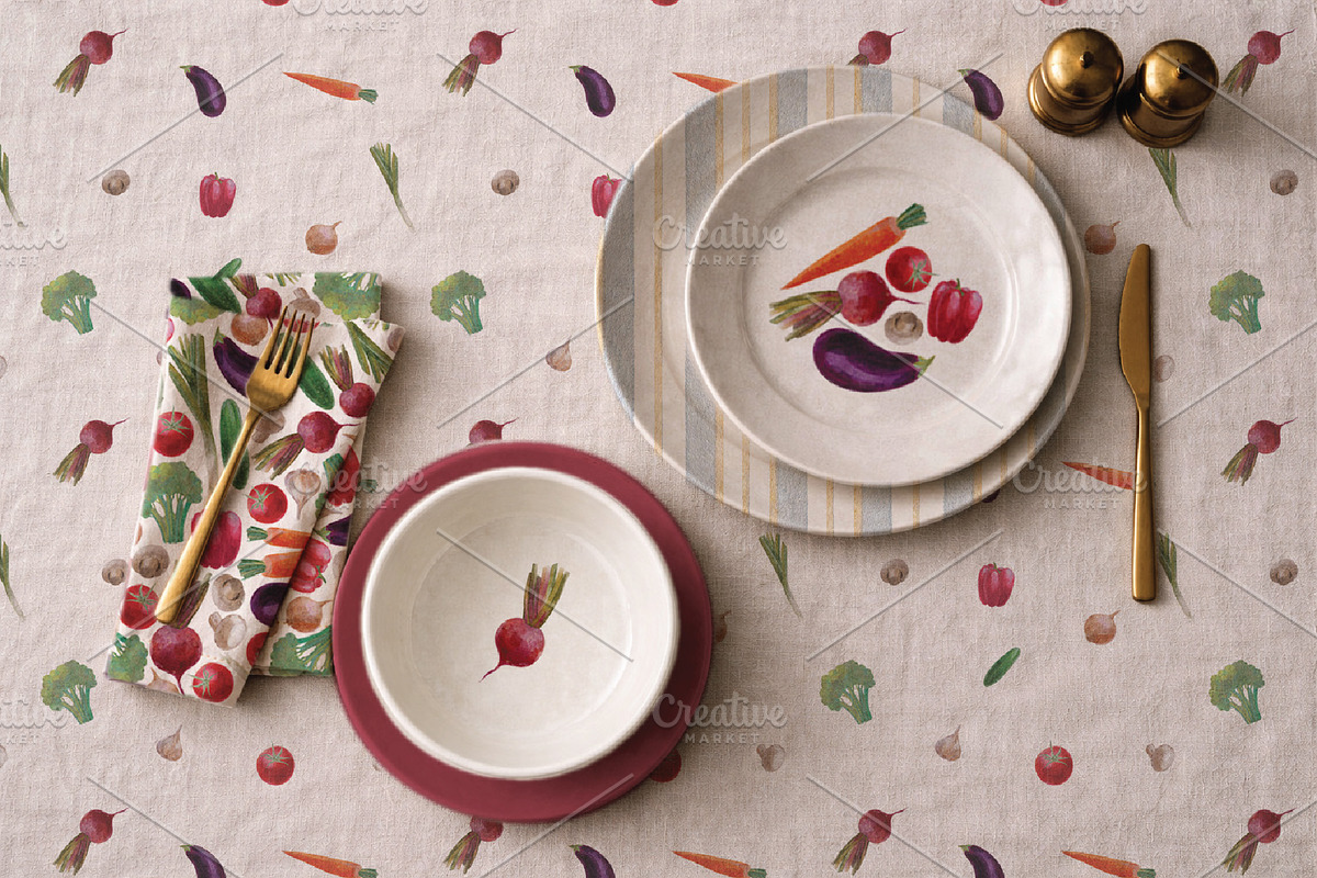 Watercolour Vegetables Collection, a Pattern Graphic by Maria Budarkiewicz (Photo 10 of 11)