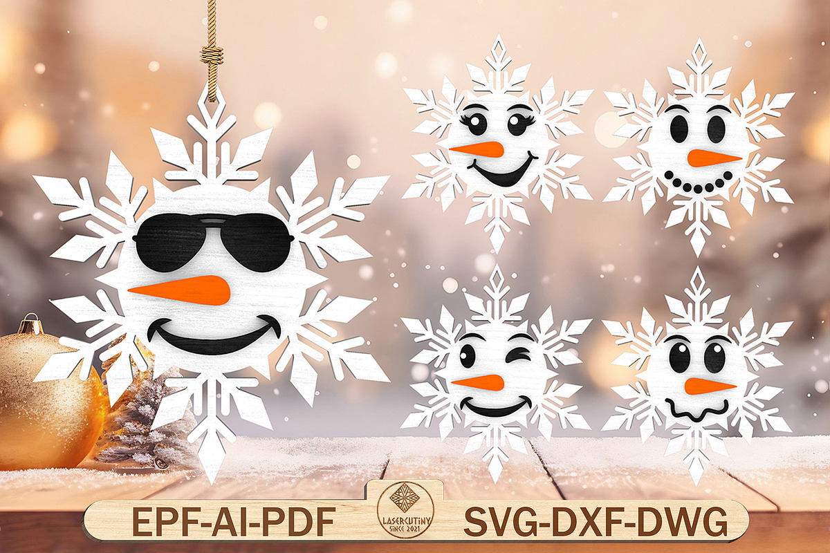 Merry Christmas Snowflake Ornament, a Pattern Graphic by Lasercutiny (Photo 1 of 2)