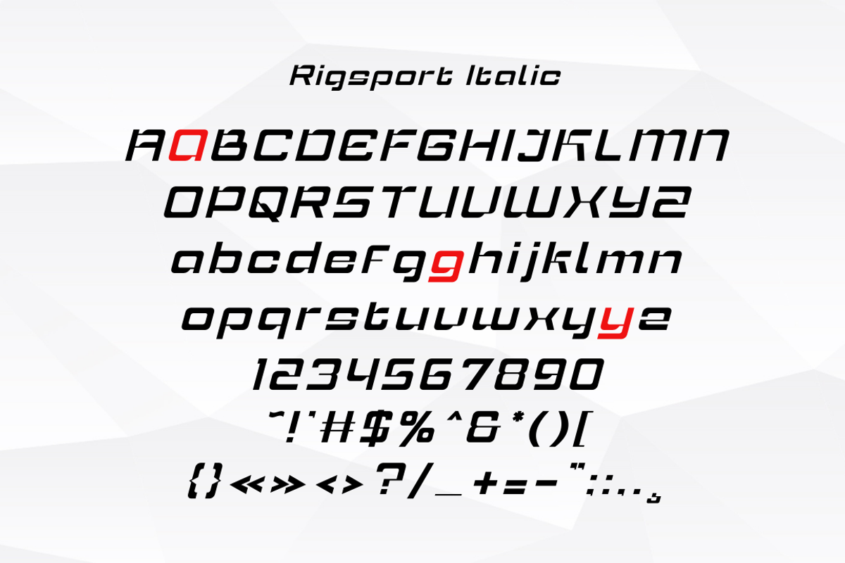 Rigsport – Sporty Futuristic Font, a Sans Serif Font by Sronstudio (Photo 16 of 18)