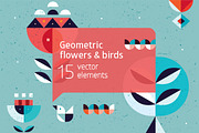 Geometric flowers & birds collection, an Object Graphic by sollia (Thumbnail 1 of 3)