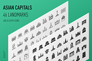 Asian Capitals - Landmark Icon Set, an Outline Icon by Jozsef Balazs-Hegedus (Thumbnail 1 of 6)