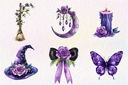 Halloween & Purple Roses Clipart, an Illustration by CreationArt (Thumbnail 8 of 9)