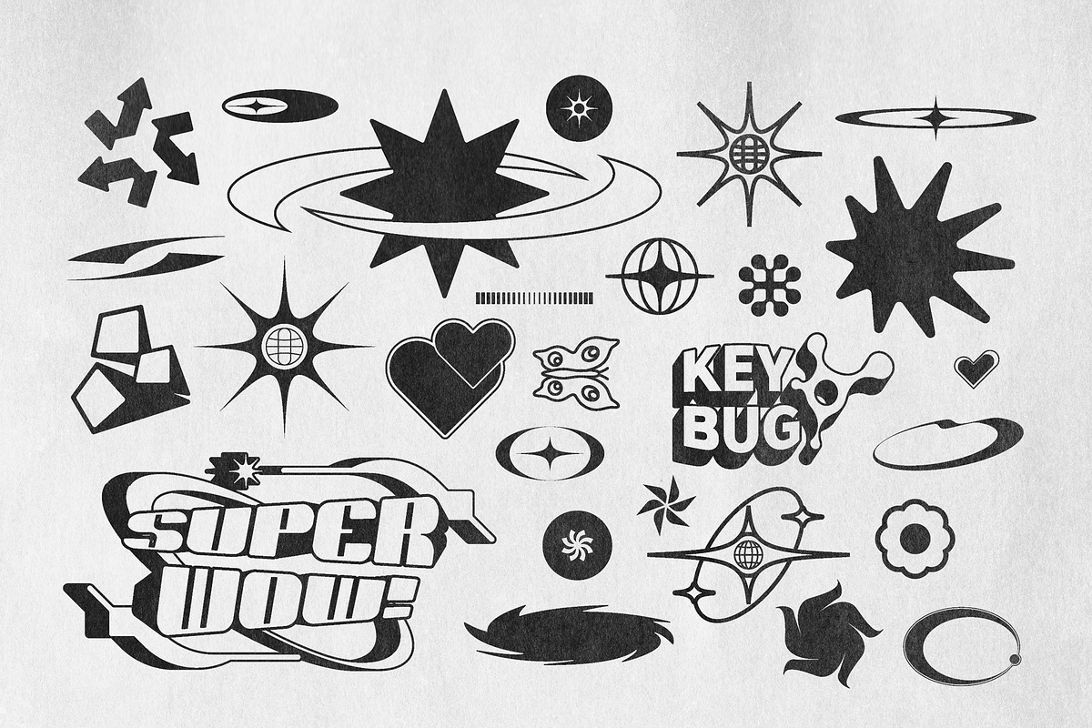 Y2K 240 Shapes Badges Graphic Styles, a Graphic by Vanzyst