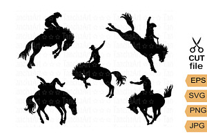 Rodeo Wild Horse Cowboy Silhouette