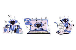 Online shopping chatbot assistance, a Technology Illustration by art PVP - market