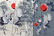 Oriental Cranes Vector Pattern, an Animal Illustration by FleurArt (Thumbnail 2 of 8)