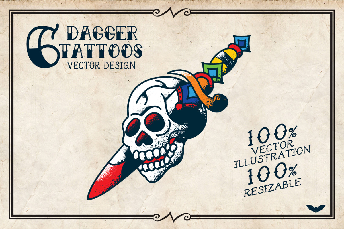 6 Dagger Tattoos, an Illustration by PaperBat (Photo 1 of 5)