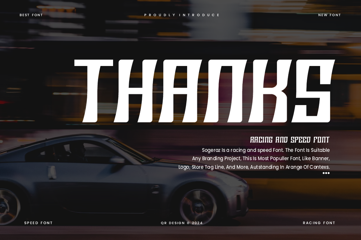 Sogeraz - Racing & Speed Font, a Sans Serif Font by QR Design Studio (Photo 6 of 6)