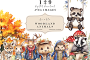 Woodland Watercolor Animals Clipart, an Animal Photo by Redwood Digital Art (Thumbnail 2 of 3)