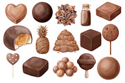 Watercolor Chocolate Dessert Clipart, a Food Illustration by Stellalunarts (Thumbnail 5 of 14)