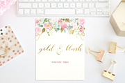 Gold & blush watercolor flowers, an Illustration by LABFcreations (Thumbnail 6 of 6)