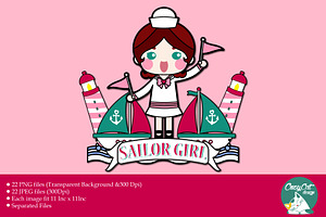 Digital Clipart Sailor Girl, a Person Illustration by Cozy Cat Design
