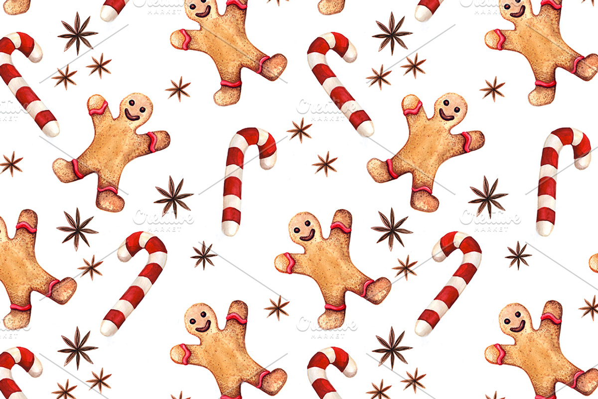 Watercolor Christmas pattern, a Pattern Graphic by Nikelser (Photo 2 of 2)