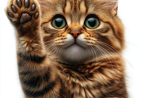 Cute Kitten Raising Paw Adorable Pet, an Animal Photo by Pixeness Studio