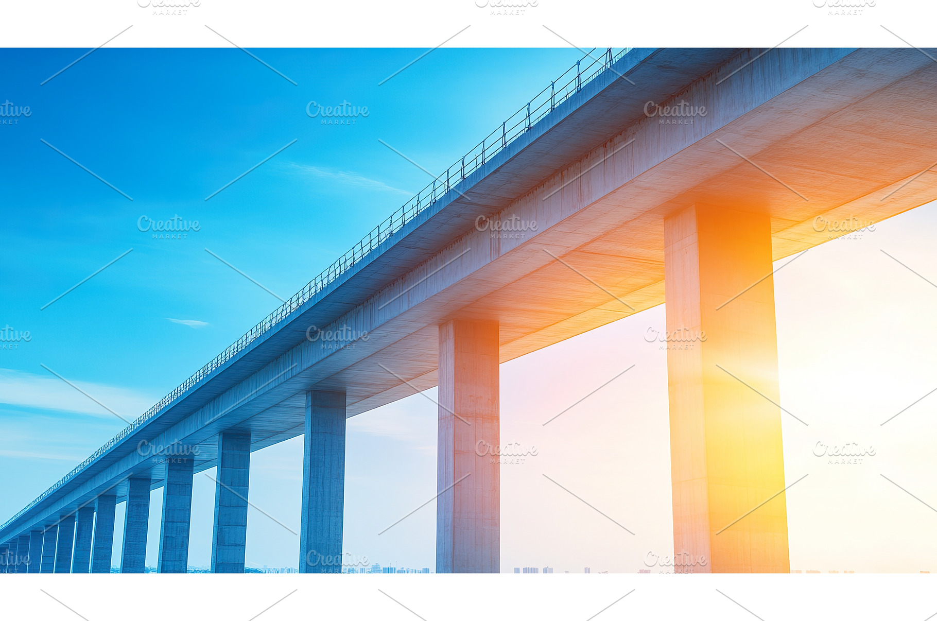 Modern bridge construction at sunset, an Industrial Photo by Lermont51