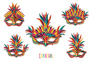 Carnival Masks vector set, a Decorative Illustration by LisaKolbasa (Thumbnail 1 of 15)