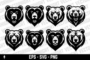 Angry or roaring face of a bear, an Animal Illustration by Vectorhight