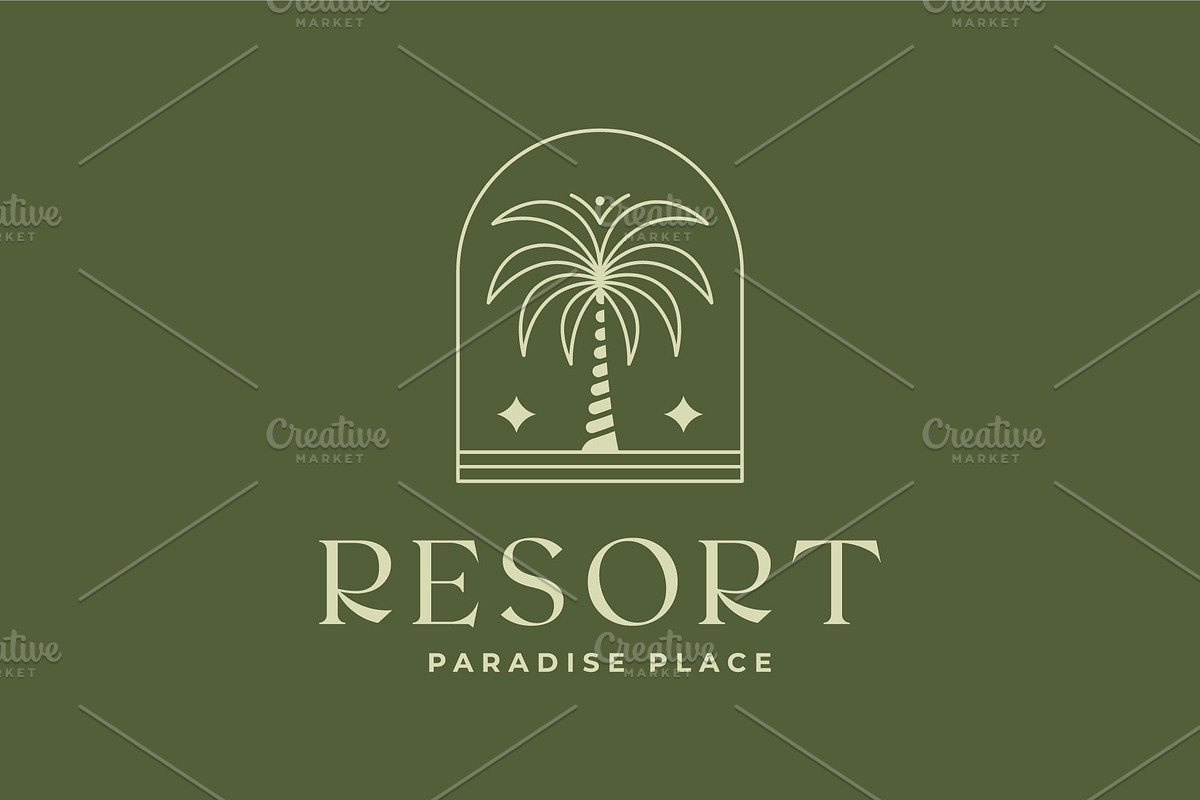 palm tree resort line art badge logo, a Branding & Logo Template by Blazybone (Photo 2 of 2)