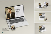 Laptop And Phone Mockup, a Wearable Device Mockup by Graphic_world89 (Thumbnail 1 of 8)
