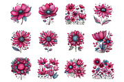 Whimsical spring wildflower clipart, an Illustration by SinaCreation (Thumbnail 2 of 11)