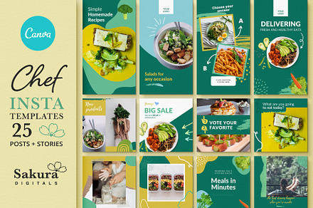 Chef Instagram Templates for Canva
