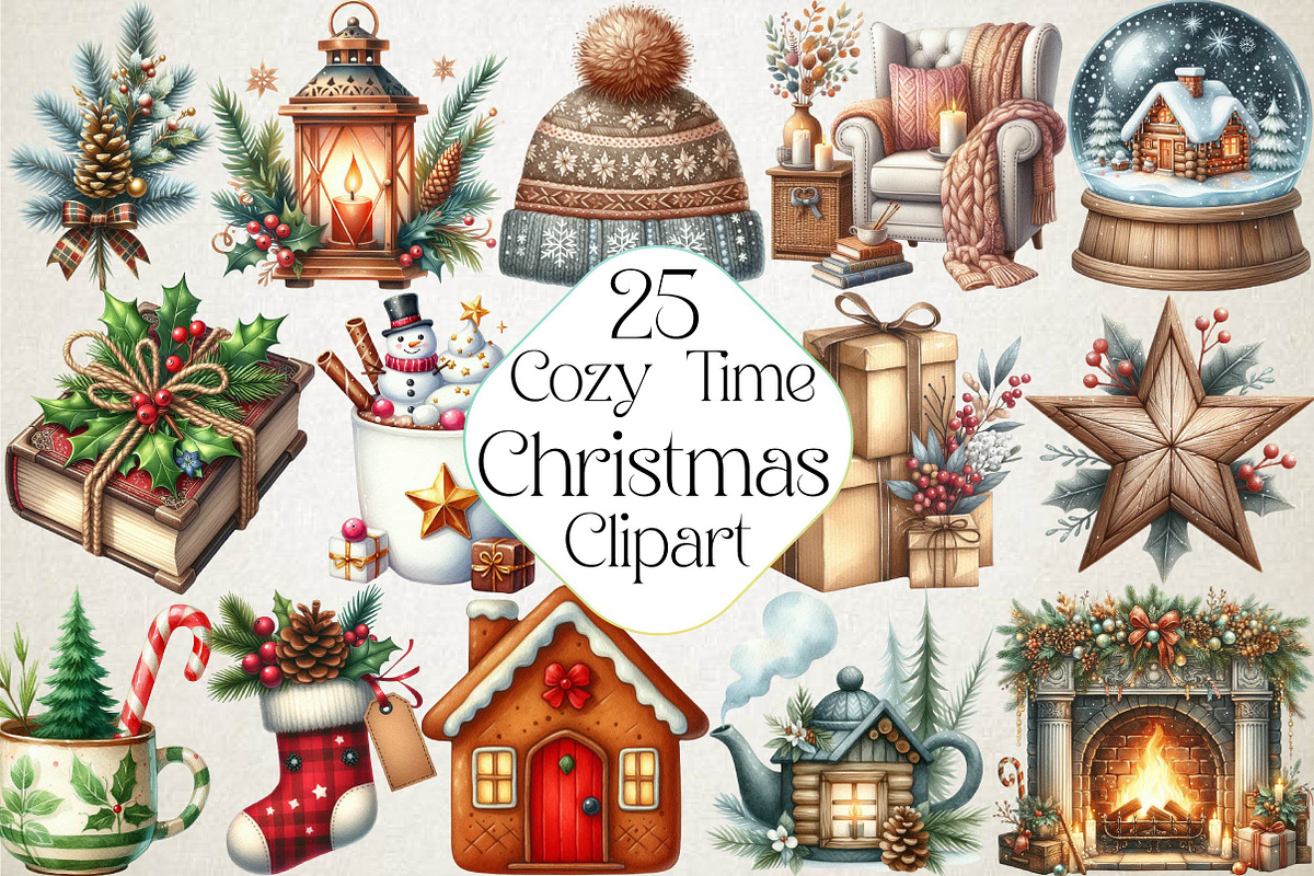 Cozy Christmas Time Clipart, an Illustration by DreamPrint404 (Photo 1 of 5)