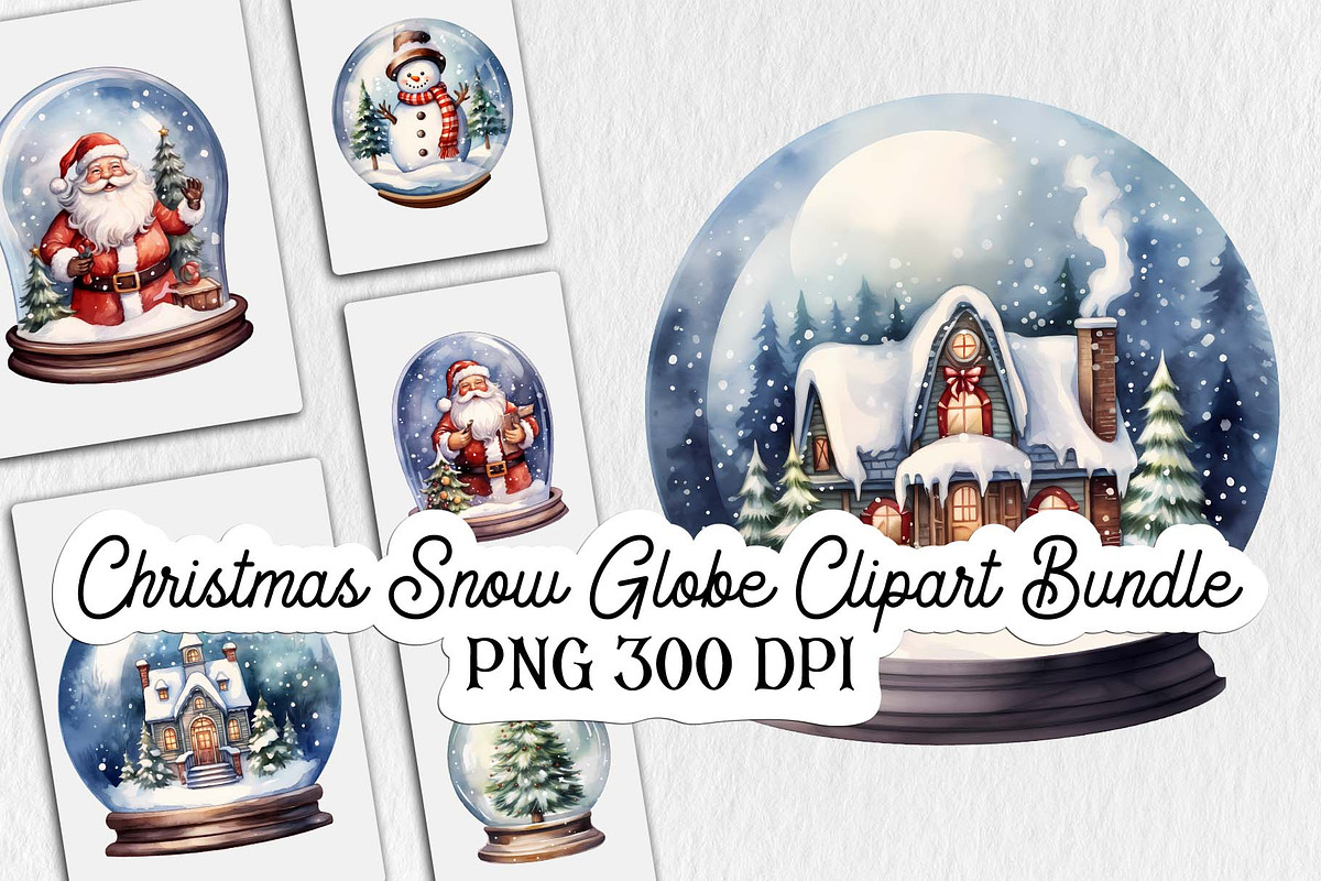 Christmas Snow Globe Clipart Bundle, an Illustration by Moon Studio (Photo 1 of 11)