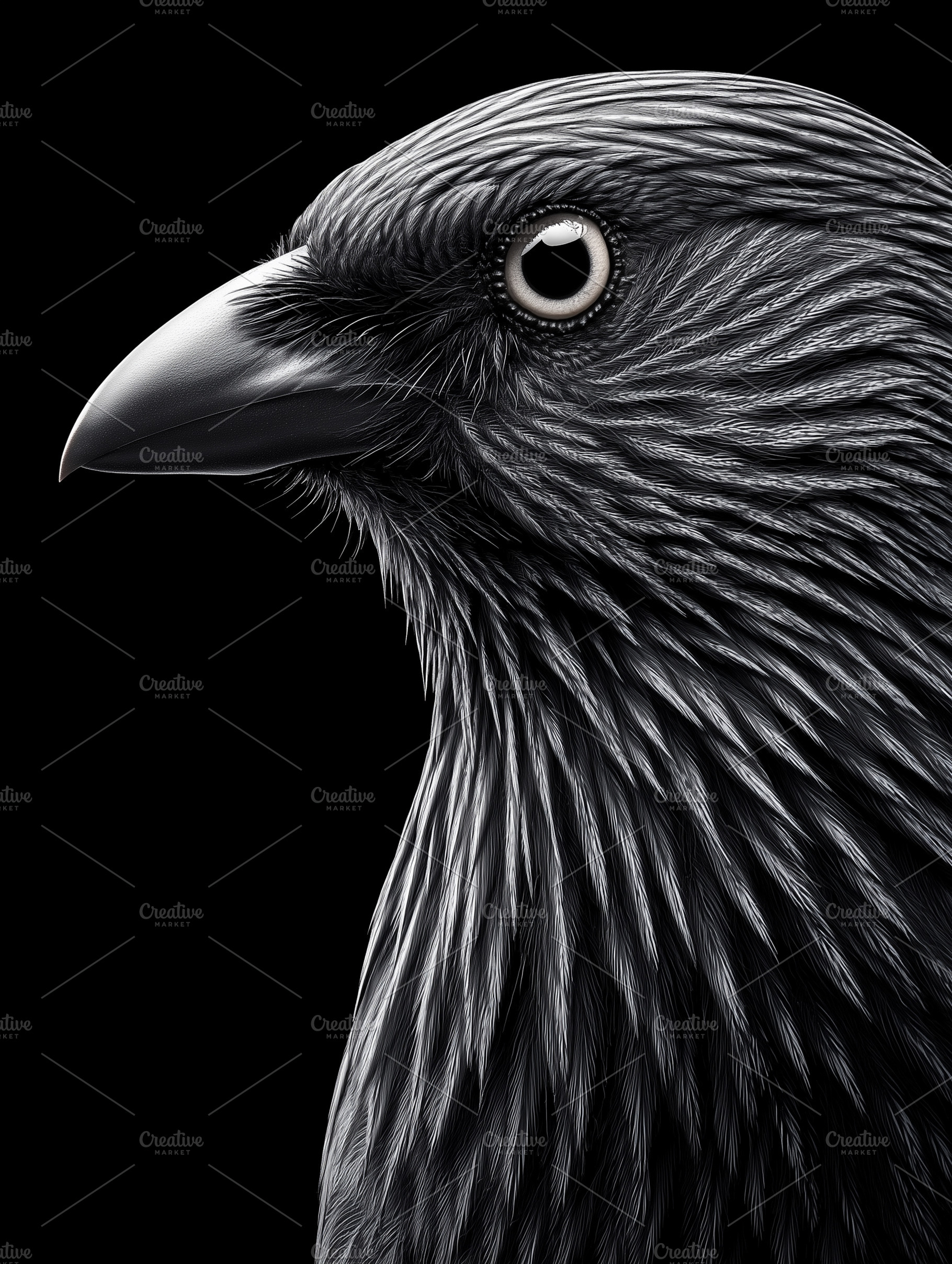 Close up profile of a black crow, an Animal Photo by MistyDay