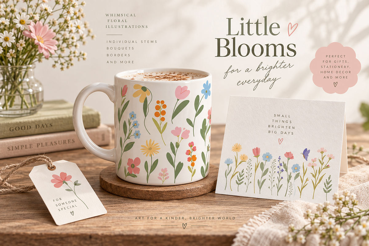 90 Whimsical Flowers Clipart, a Decorative Illustration by Anna Studio (Photo 8 of 12)